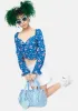 Blue Floral Sweetheart Crop Top sold by Dolls Kill