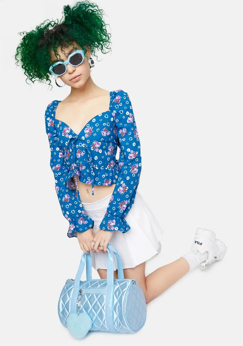 Blue Floral Sweetheart Crop Top sold by Dolls Kill product image thumbnail 2