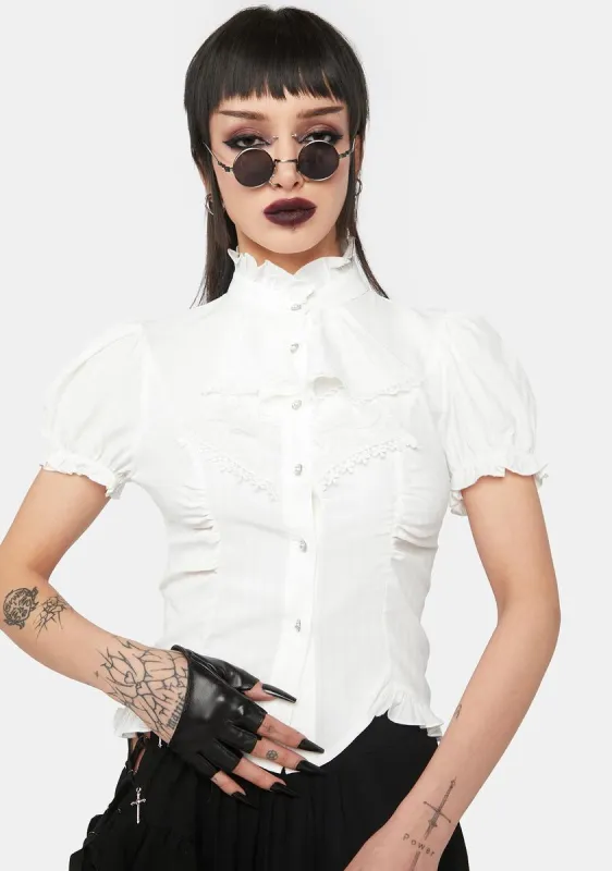 White Cropped Button Top sold by Dolls Kill
