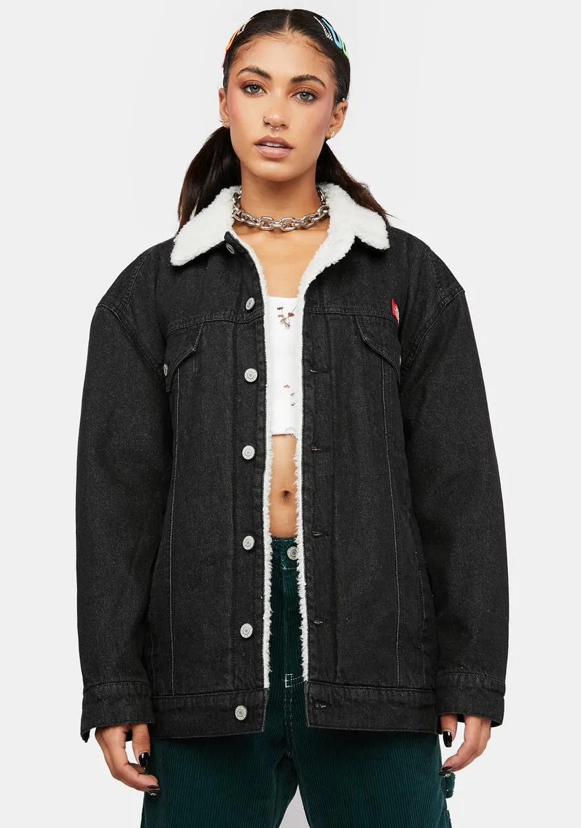 Oversized High Pile Fleece Trucker Jacket sold by Dolls Kill
