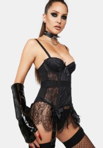 X Bettie Page Night Tempest Basque sold by Dolls Kill