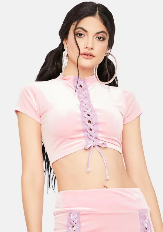 Modern Angel Velour Crop Top sold by Dolls Kill