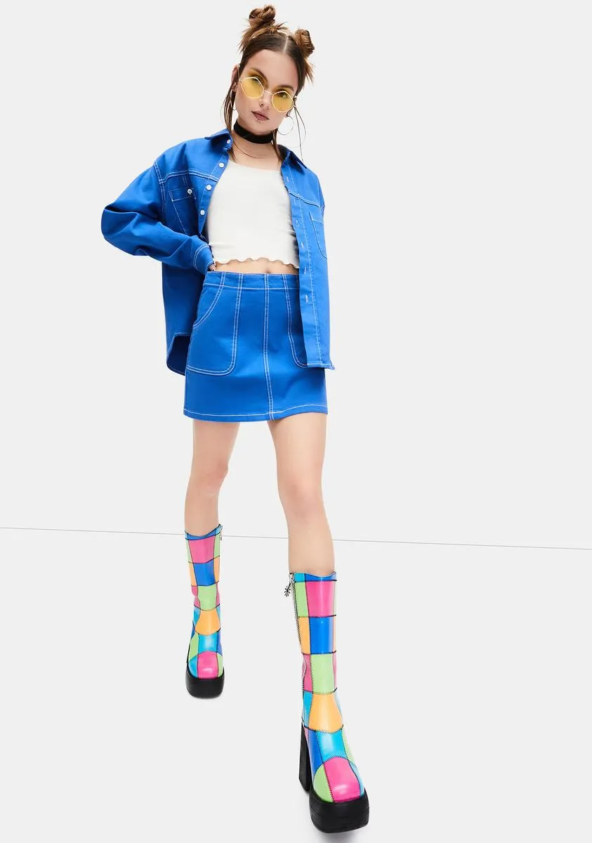 Next Task Contrast Stitch Mini Skirt sold by Dolls Kill product image thumbnail 3