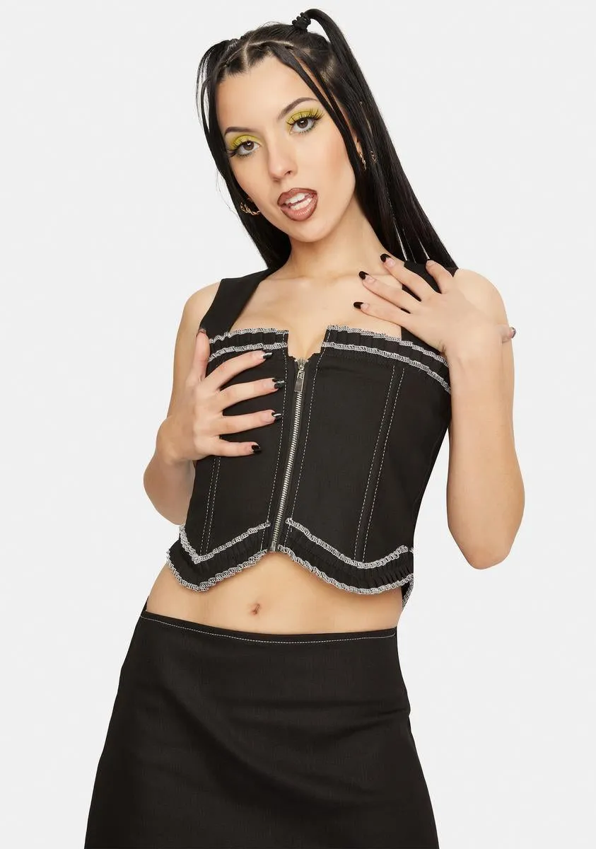 Maria Denim Corset sold by Dolls Kill