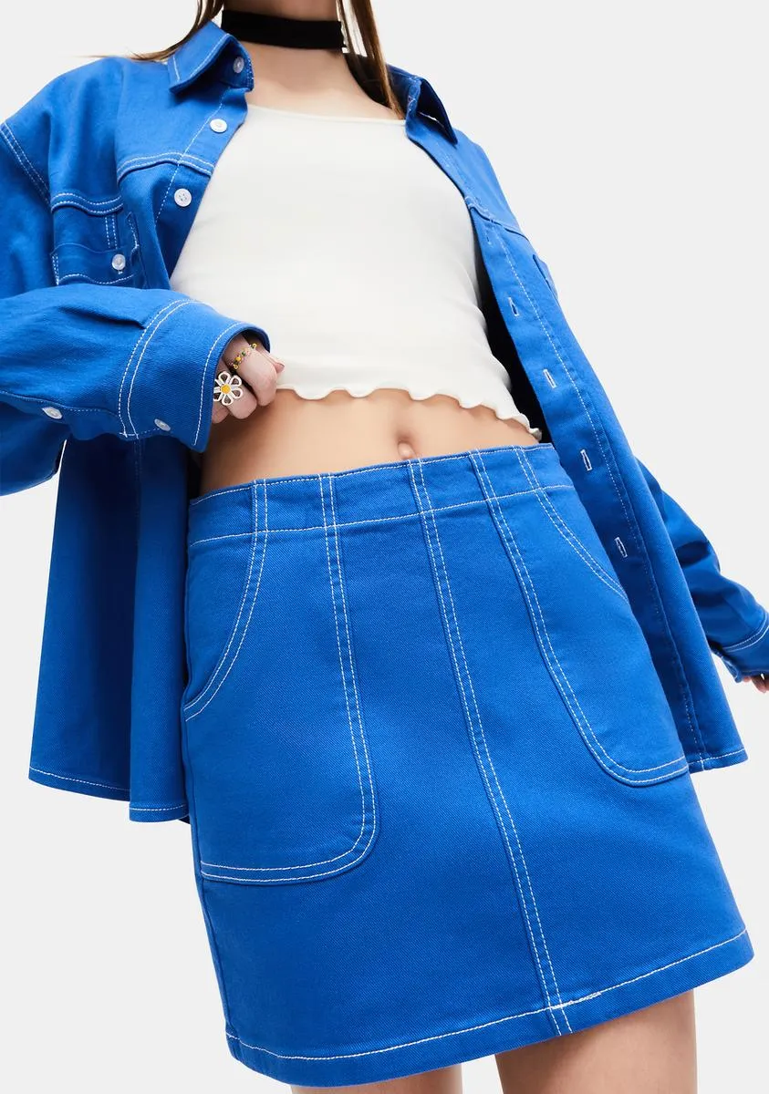 Next Task Contrast Stitch Mini Skirt sold by Dolls Kill