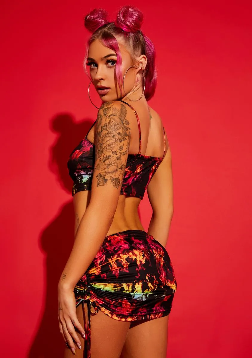 Stay Vibrant Ruched Skirt Set sold by Dolls Kill product image thumbnail 5