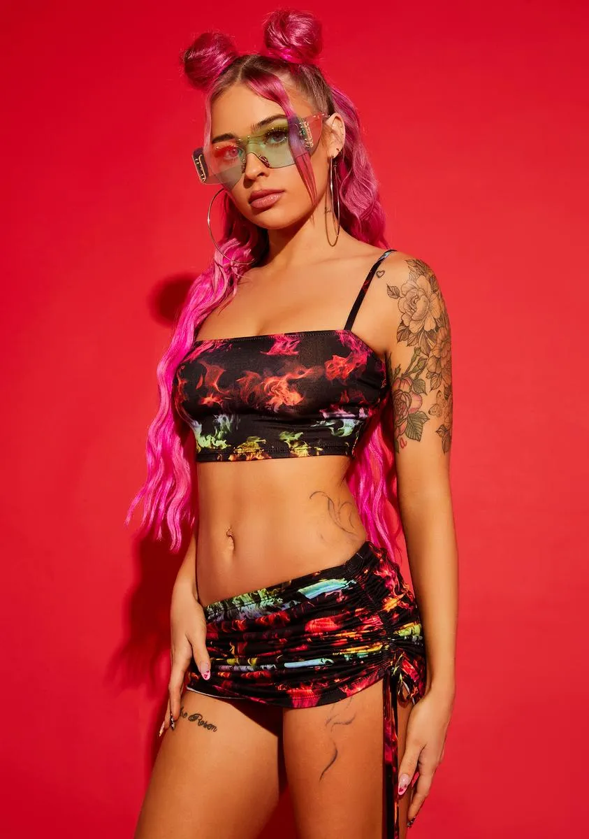 Stay Vibrant Ruched Skirt Set sold by Dolls Kill product image thumbnail 3