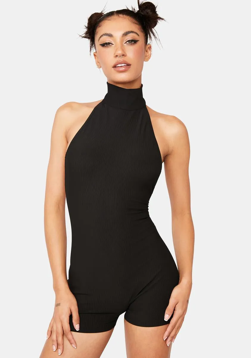 Annie Ribbed Open Back Romper sold by Dolls Kill