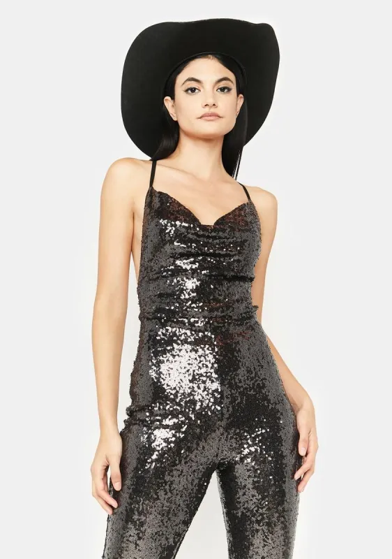 Here For It Sequin Jumpsuit sold by Dolls Kill
