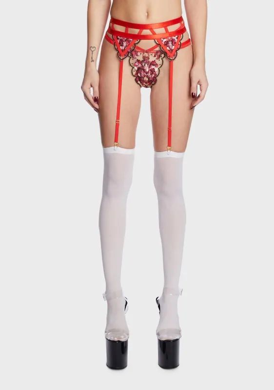 Ruby Floral Garter Belt sold by Dolls Kill
