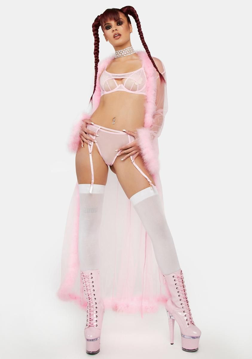 x Hustler Greta Pink Cut Out Fishnet Bra sold by Dolls Kill product image thumbnail 3
