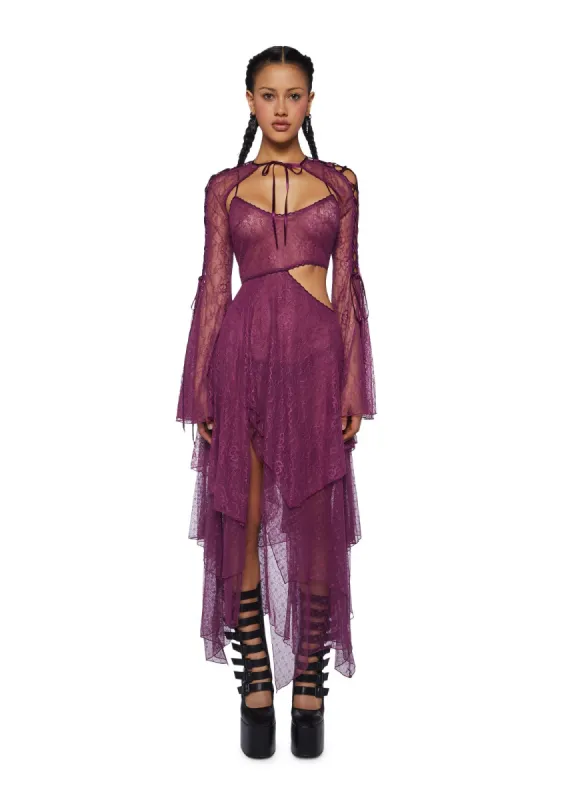 Fairydust Chronicles Lace Dress & Shrug Set- Purple sold by Dolls Kill