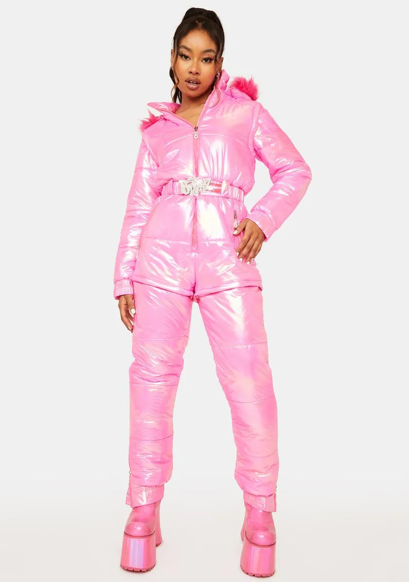Snowbound Babe Metallic Snowsuit sold by Dolls Kill