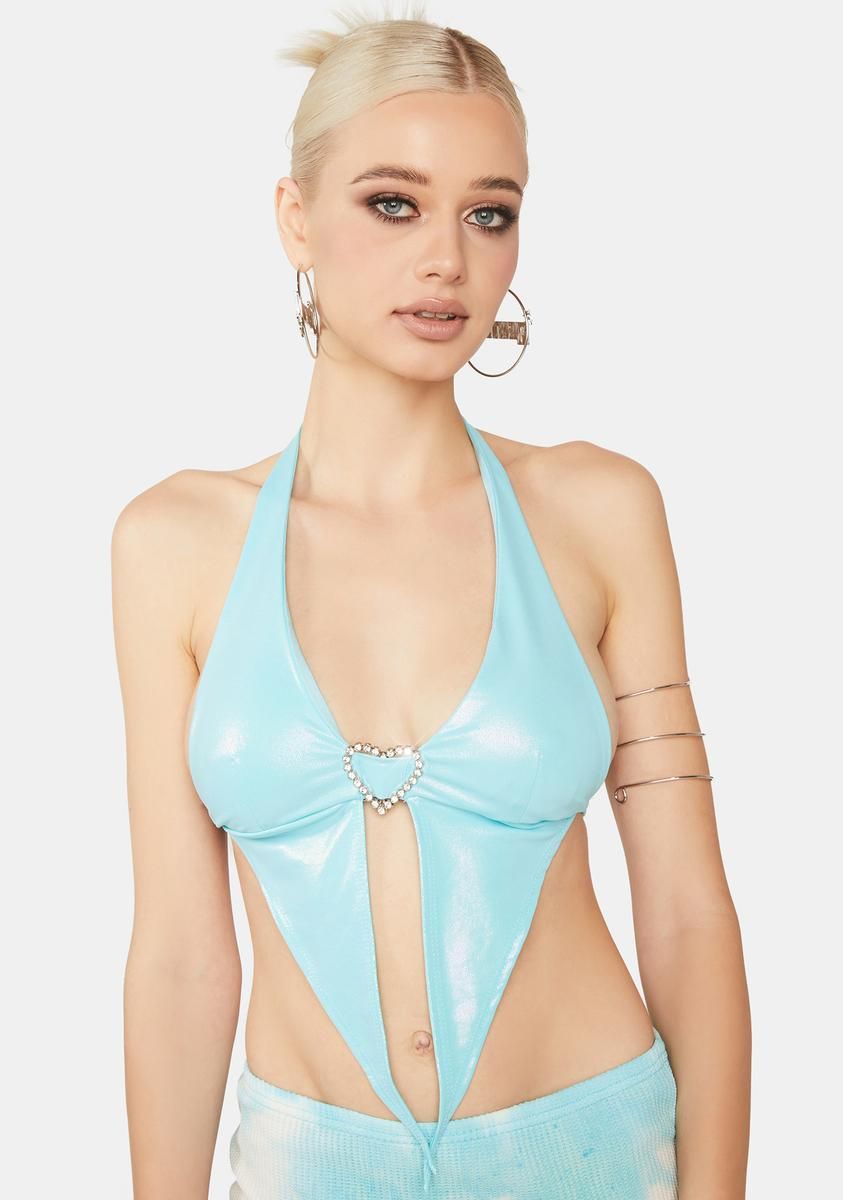 Berry Hardly Yours Halter Top sold by Dolls Kill