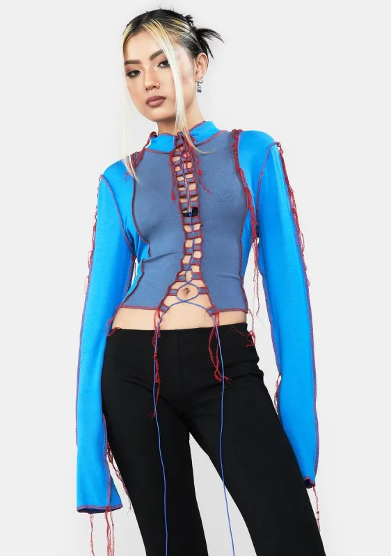 Ur Cancelled Lace Up Crop Top sold by Dolls Kill