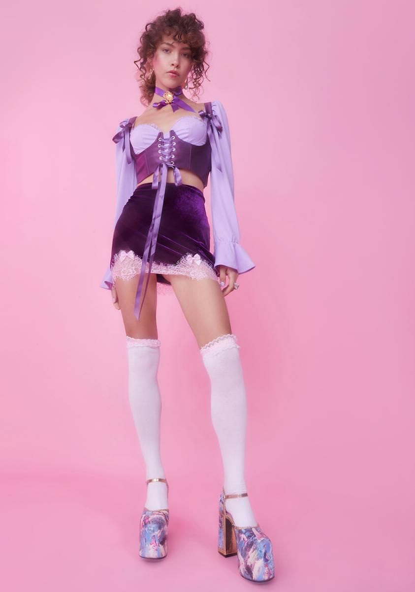 Majestic Takeover Velvet Mini Skirt sold by Dolls Kill product image thumbnail 3