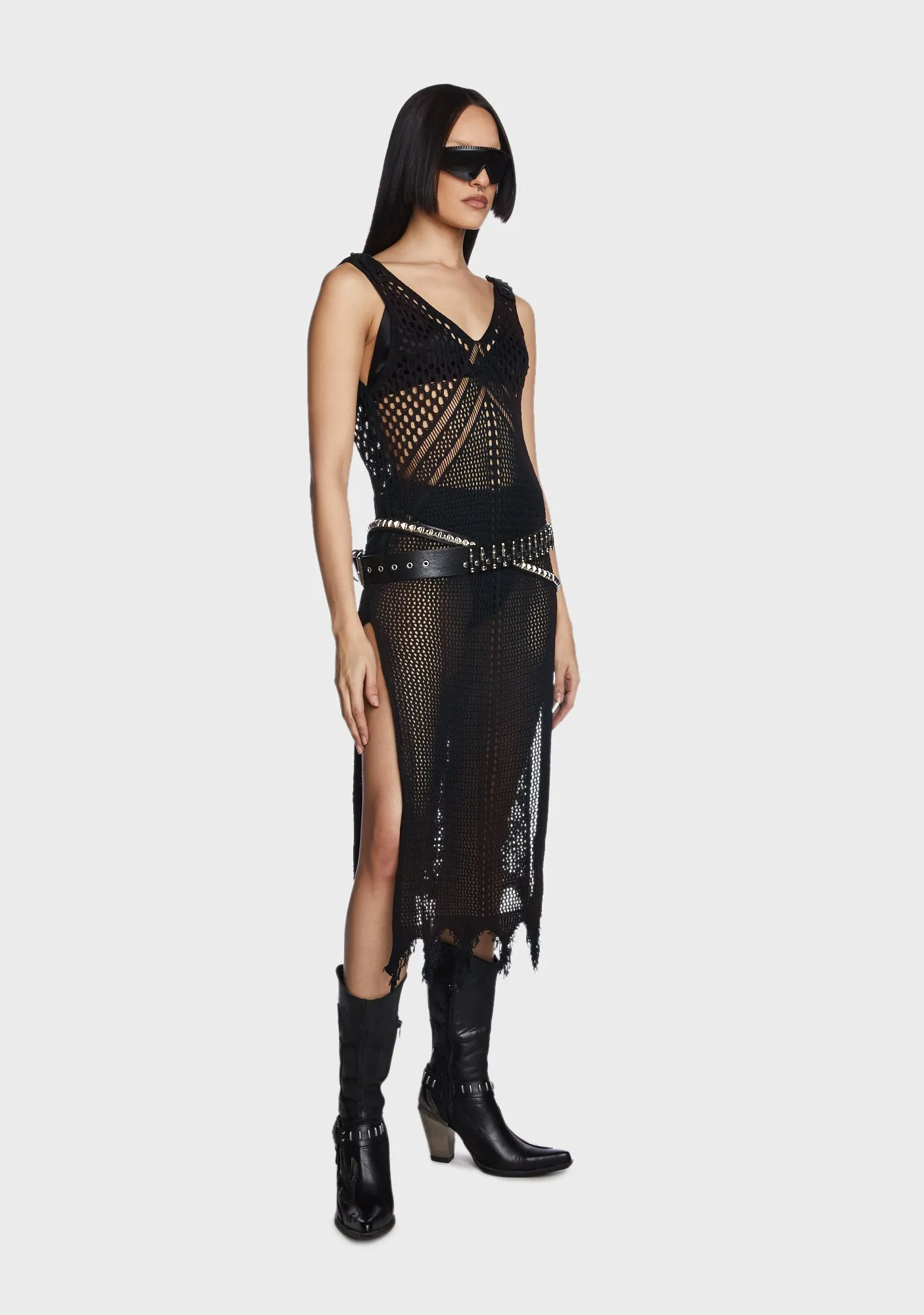 Gothic Plunging Mesh Slip Dress sold by Dolls Kill product image thumbnail 5