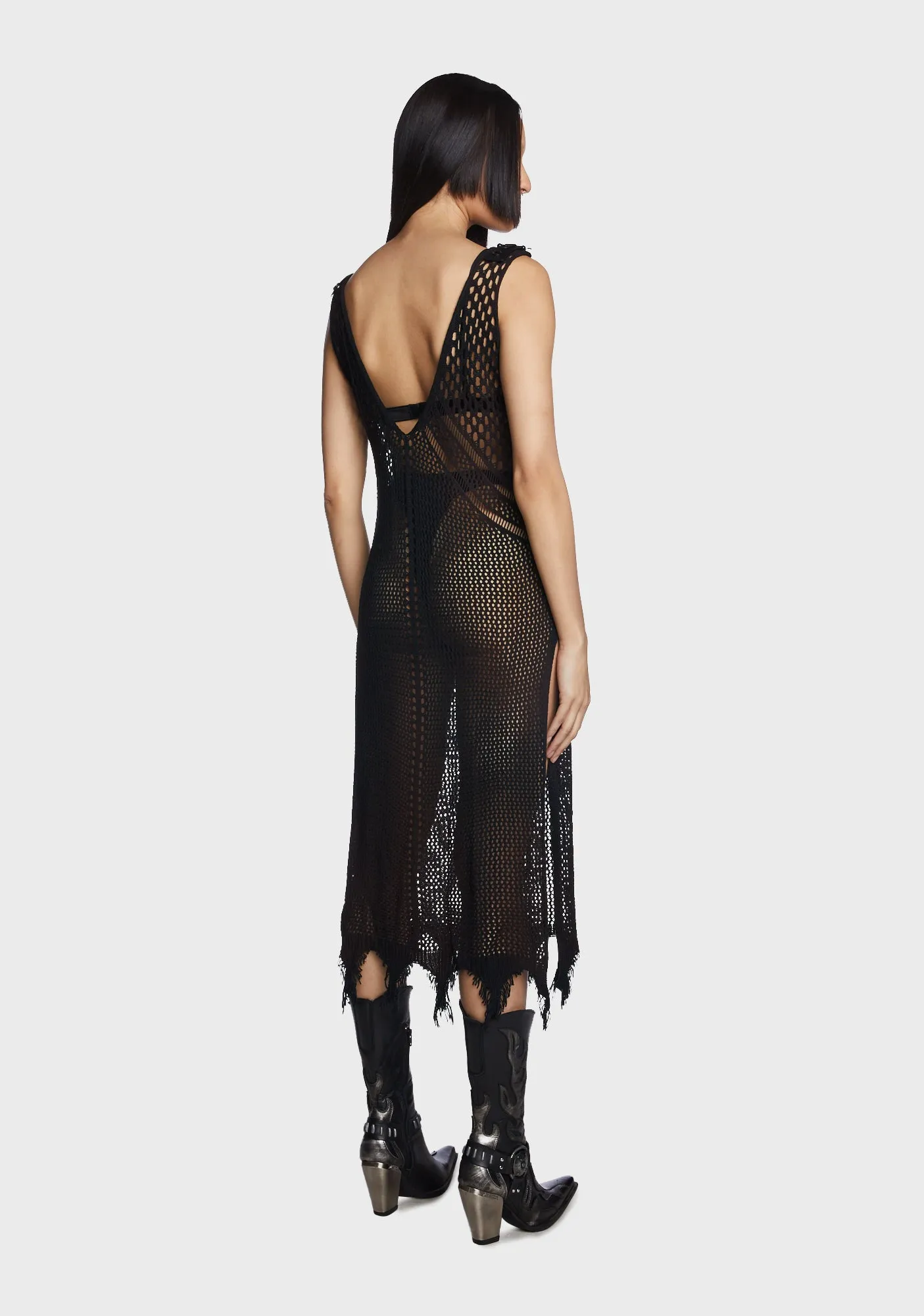 Gothic Plunging Mesh Slip Dress sold by Dolls Kill product image thumbnail 3
