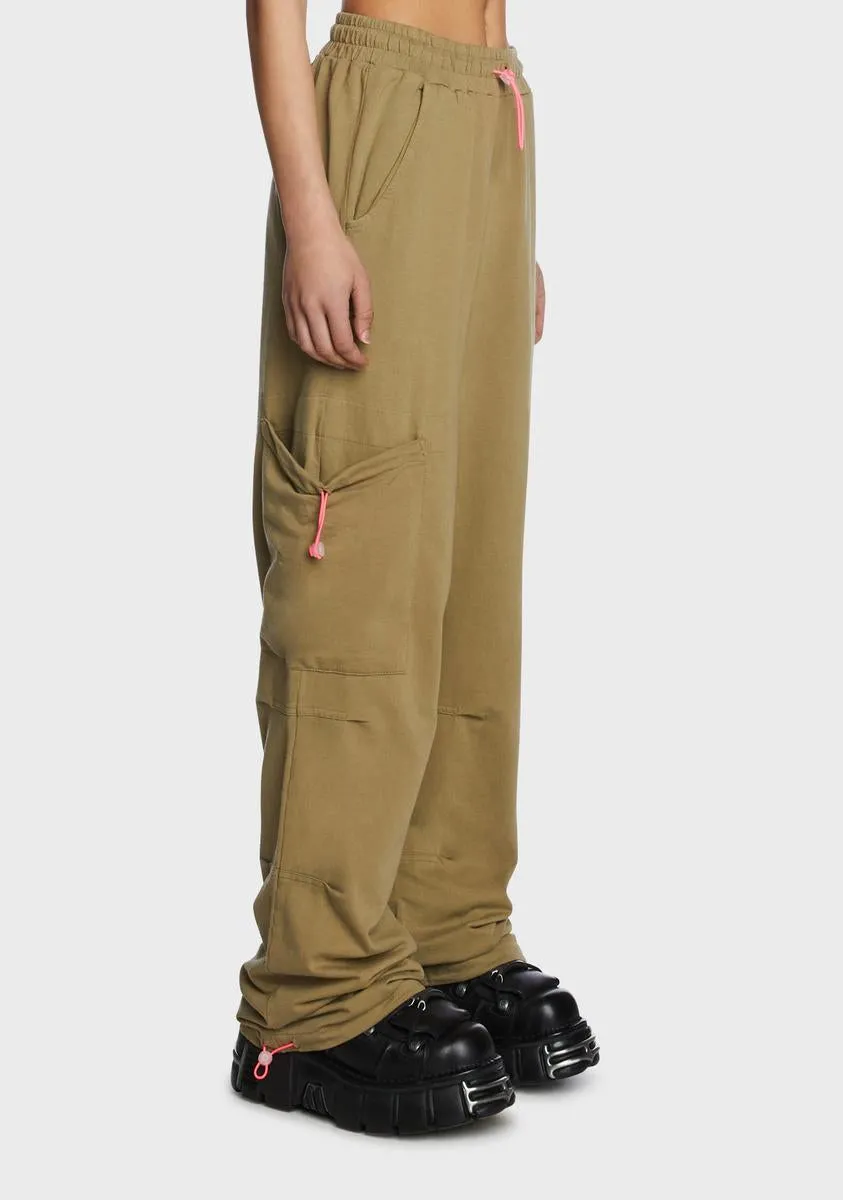 Khaki Cargo Jersey Joggers sold by Dolls Kill product image thumbnail 3