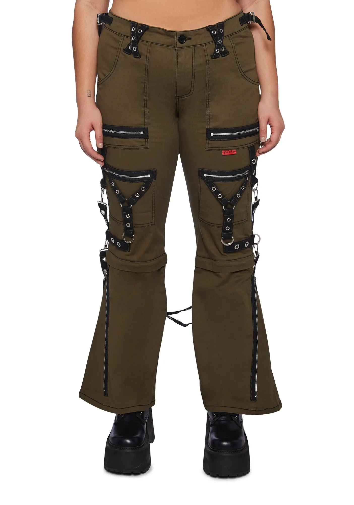 Plus Zip To Zip Pants - Green sold by Dolls Kill