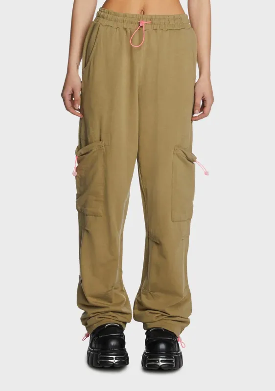 Khaki Cargo Jersey Joggers sold by Dolls Kill