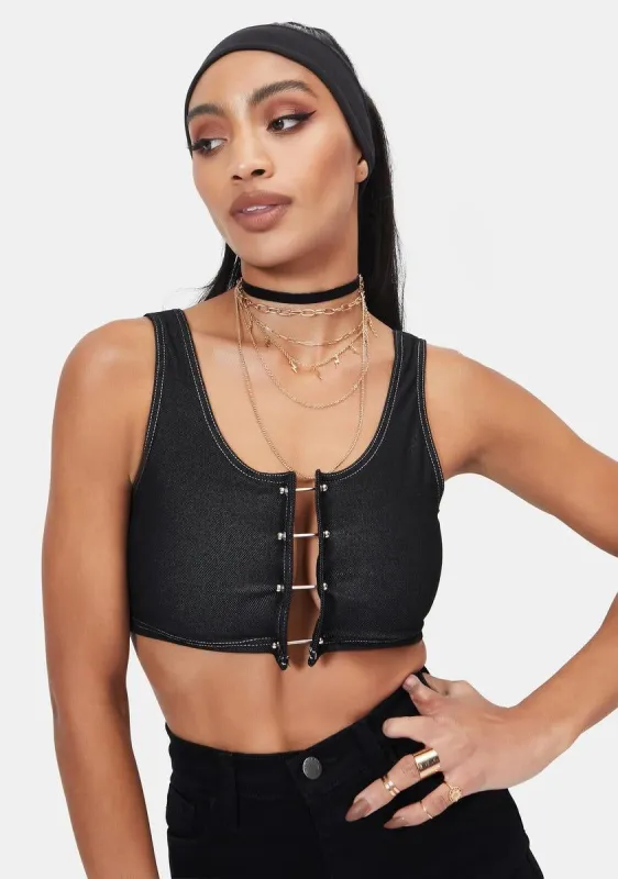 Bank Obsession Bar Closure Crop Tank Top sold by Dolls Kill