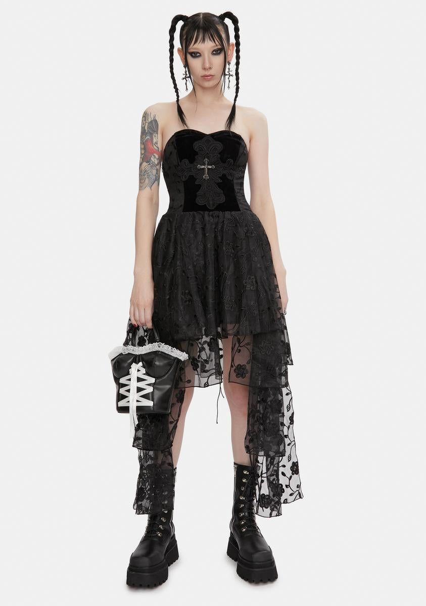 Hi-Lo Dress With Cross Detail sold by Dolls Kill product image thumbnail 3