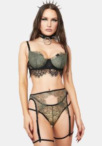 Olive Hypnotize Him Lace Lingerie Set sold by Dolls Kill