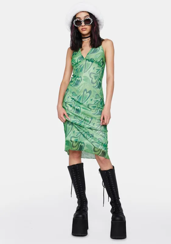 Heart Mesh Midi Dress sold by Dolls Kill