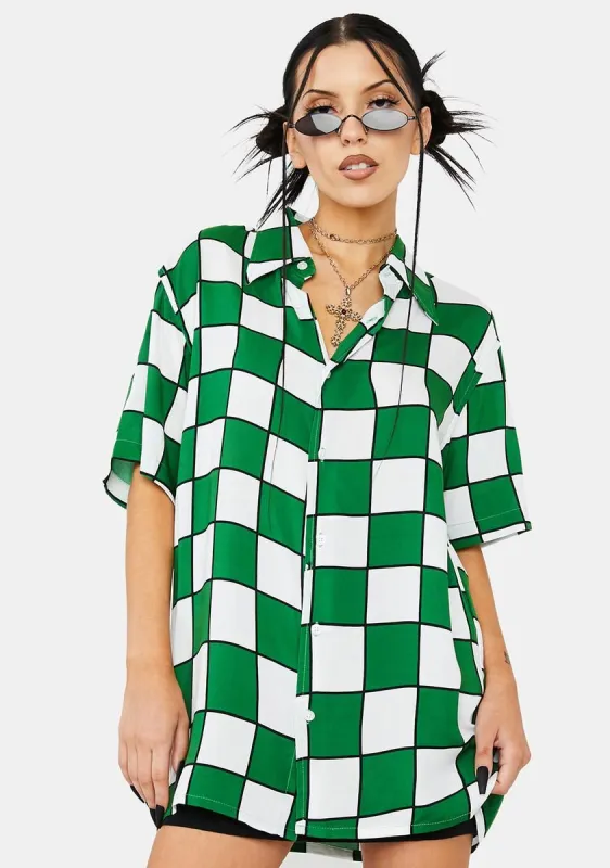 Groovy Tile 70's Collar Button Down sold by Dolls Kill