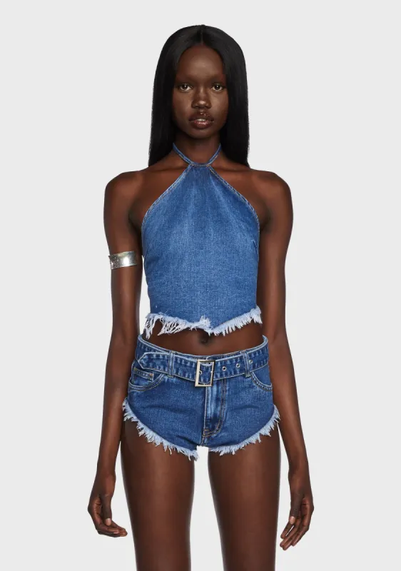 Extreme Frayed Halter Top sold by Dolls Kill