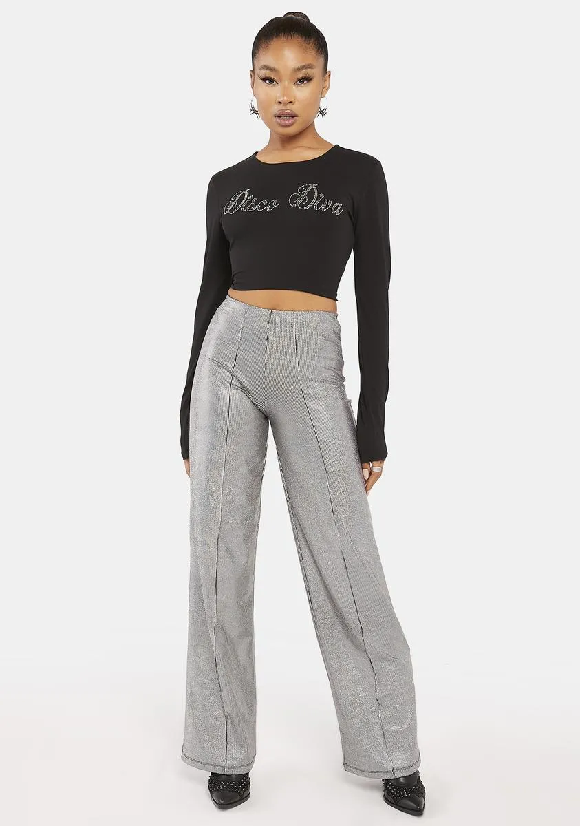 Holographic Silver Pista Trousers sold by Dolls Kill product image thumbnail 3