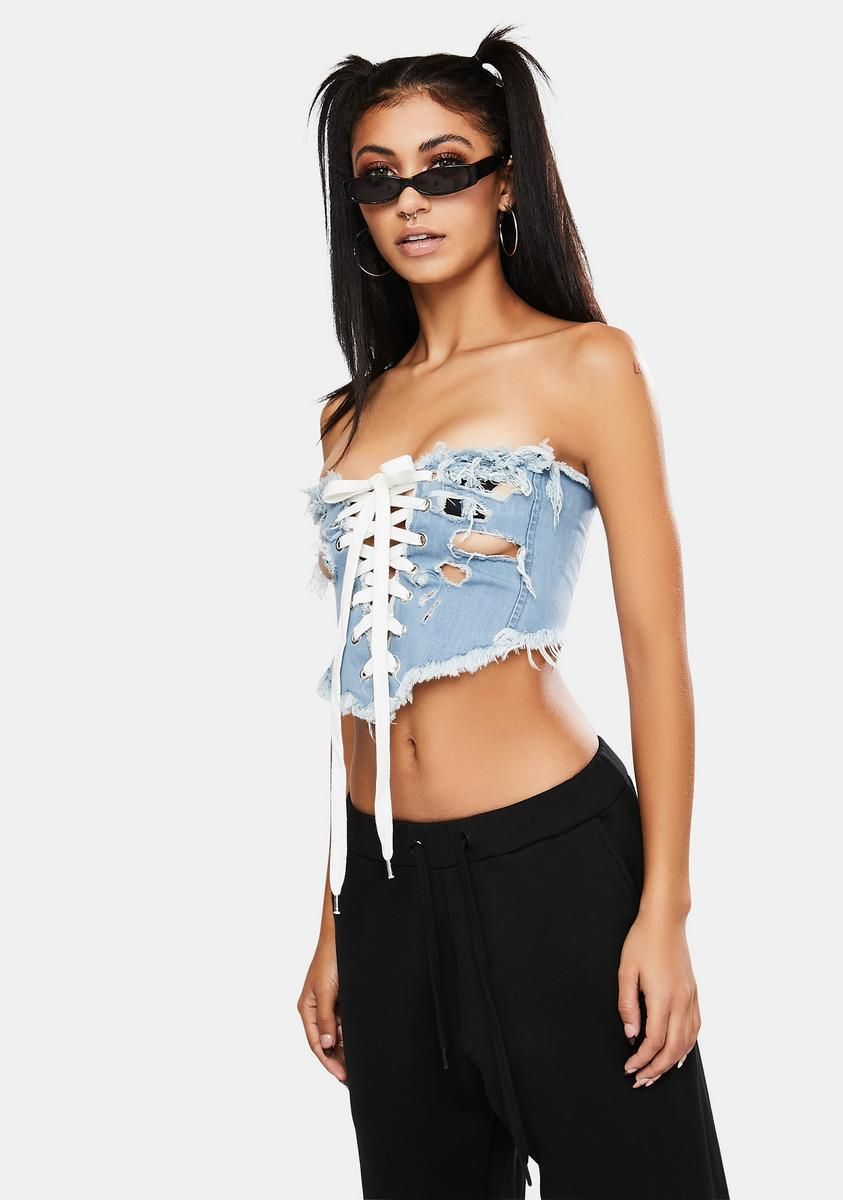 What's Girl Code Denim Corset sold by Dolls Kill product image thumbnail 2