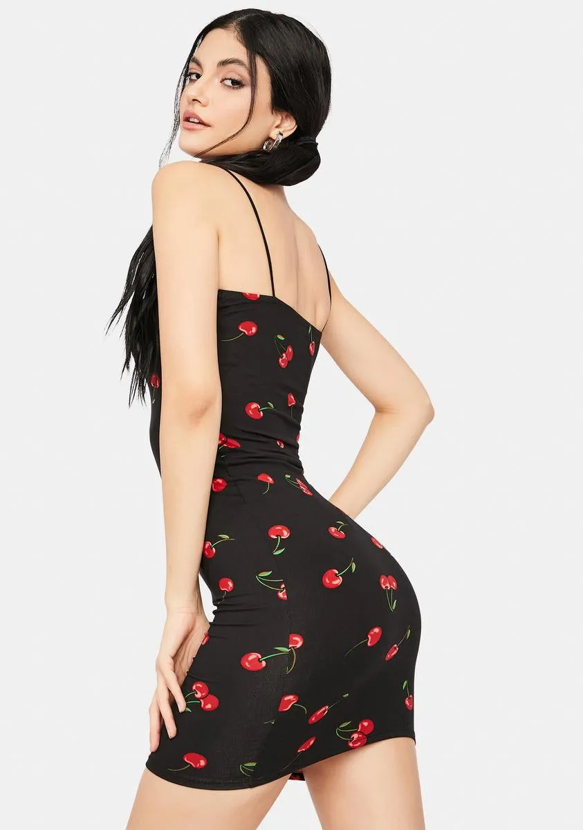 Maraschino Kisses Cherry Print Bodycon Dress sold by Dolls Kill product image thumbnail 4