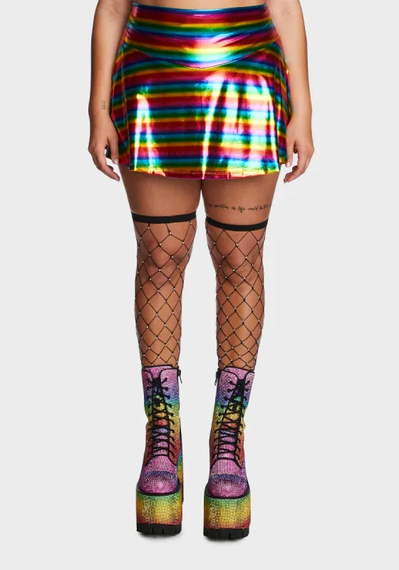 Plus Color Me Happy Striped Mini Skort sold by Dolls Kill