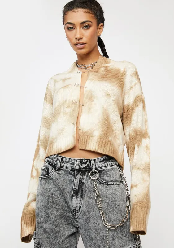 Tan Tie Dye Knit Sweater sold by Dolls Kill