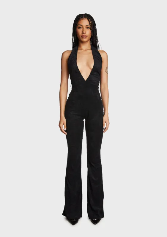 Terri Open Back Jumpsuit - Black sold by Dolls Kill