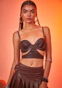 Outlaws Only Vegan Leather Cutout Bra Top sold by Dolls Kill