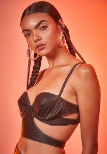 Outlaws Only Vegan Leather Cutout Bra Top sold by Dolls Kill