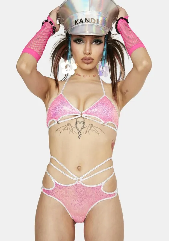 Pink Sequin Strappy Bottoms sold by Dolls Kill