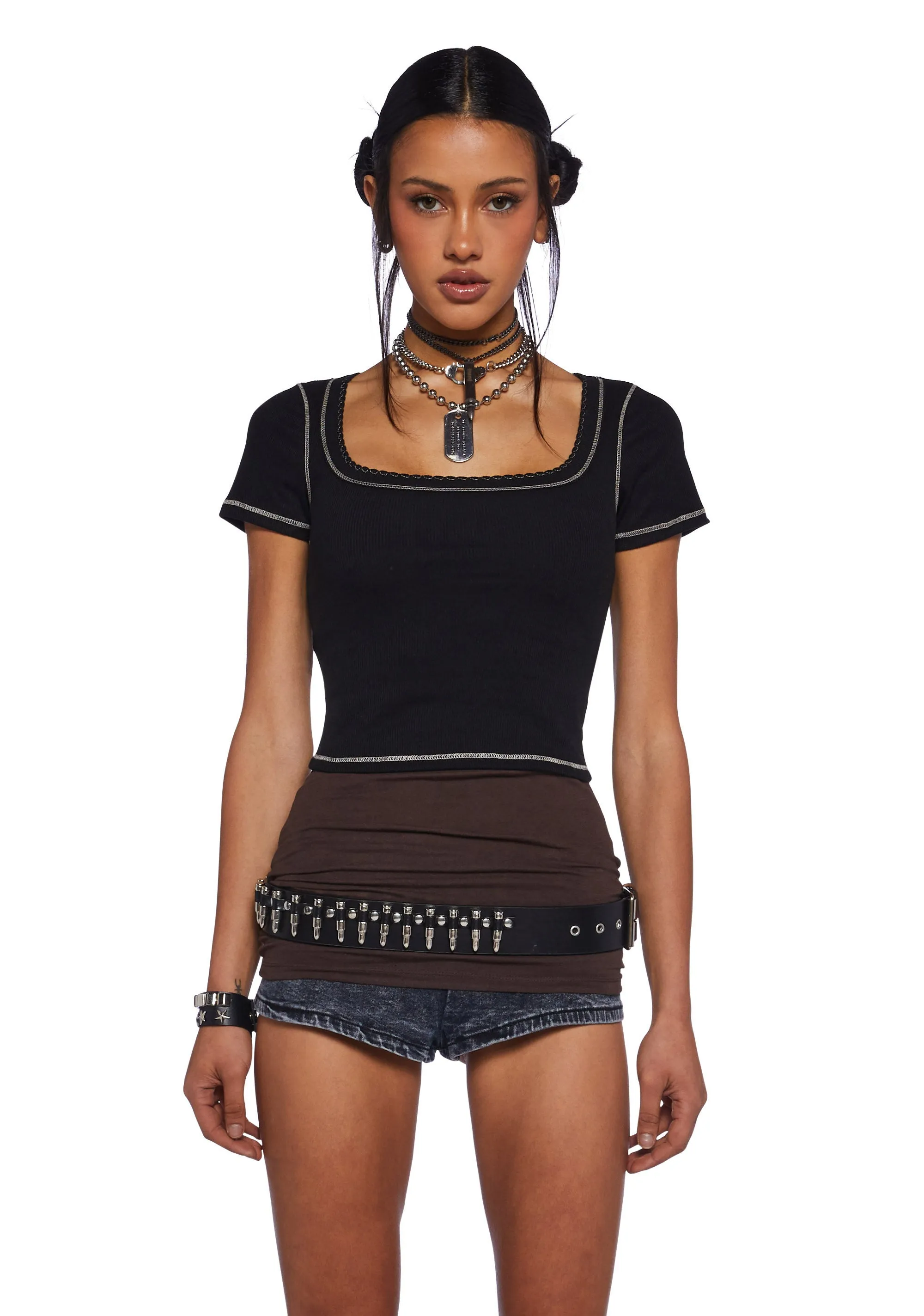 Record Store Date Short Sleeve Top - Black sold by Dolls Kill