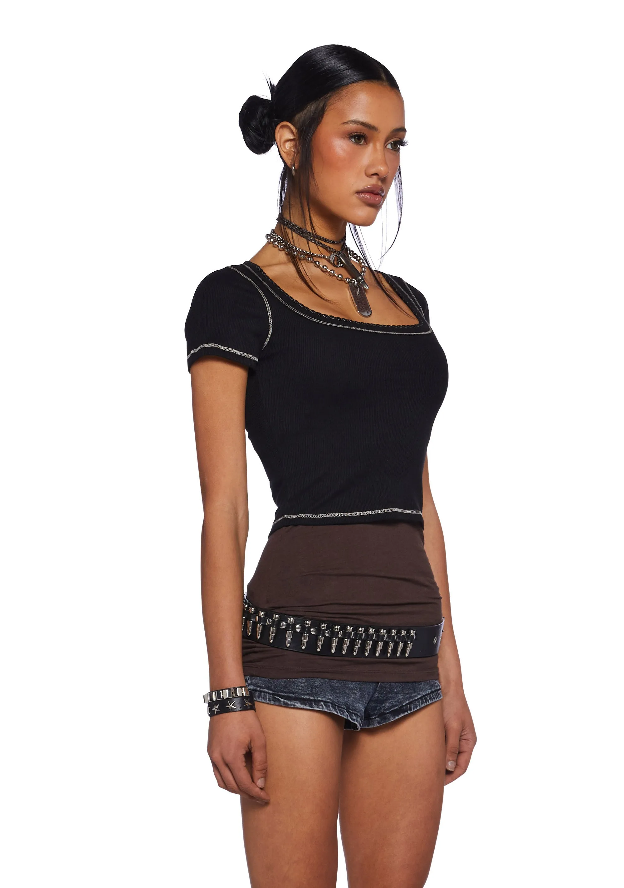 Record Store Date Short Sleeve Top - Black sold by Dolls Kill product image thumbnail 4