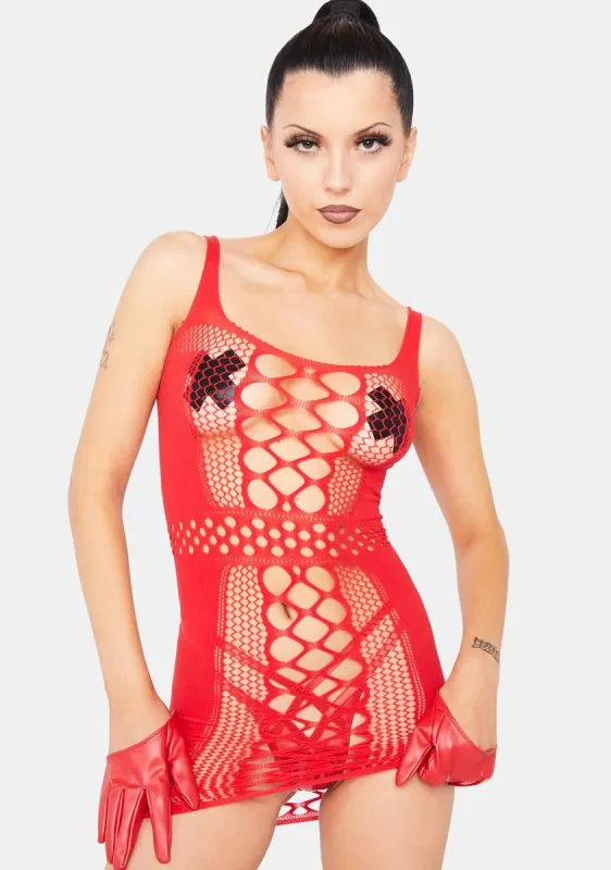 Cherry Self Assured Cutout Mini Dress sold by Dolls Kill