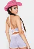 Lavender Watch Me Leave Crochet Shorts Set sold by Dolls Kill