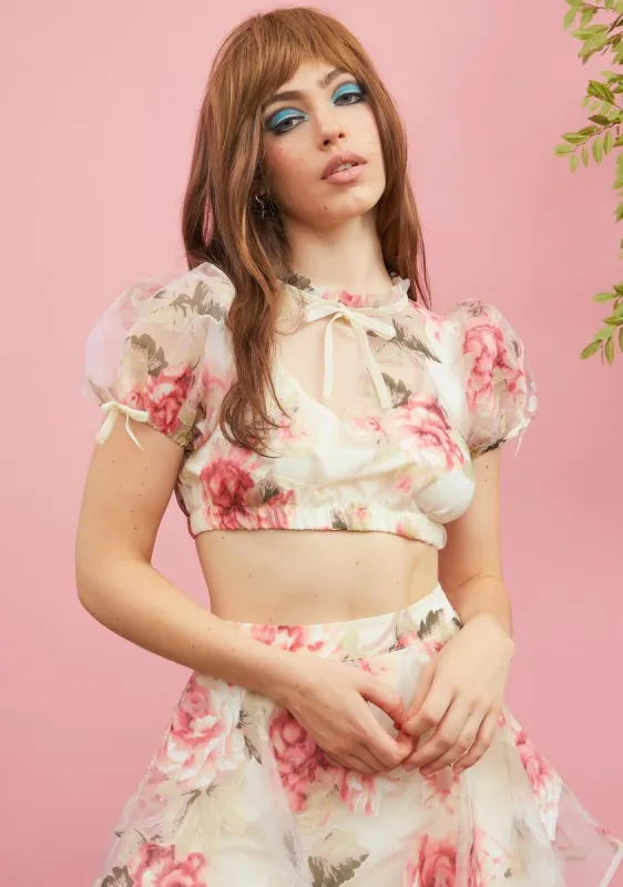 Darling Rose Puff Sleeve Top sold by Dolls Kill