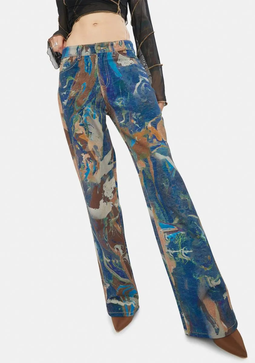 Marble Print Slouchy Fit Jeans sold by Dolls Kill