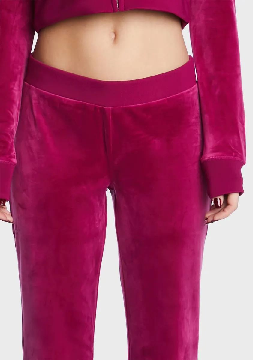 Raspberry Glaze Big Bling Velour Track Pants sold by Dolls Kill product image thumbnail 4