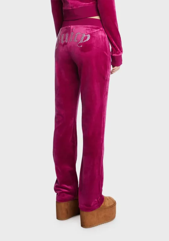 Raspberry Glaze Big Bling Velour Track Pants sold by Dolls Kill