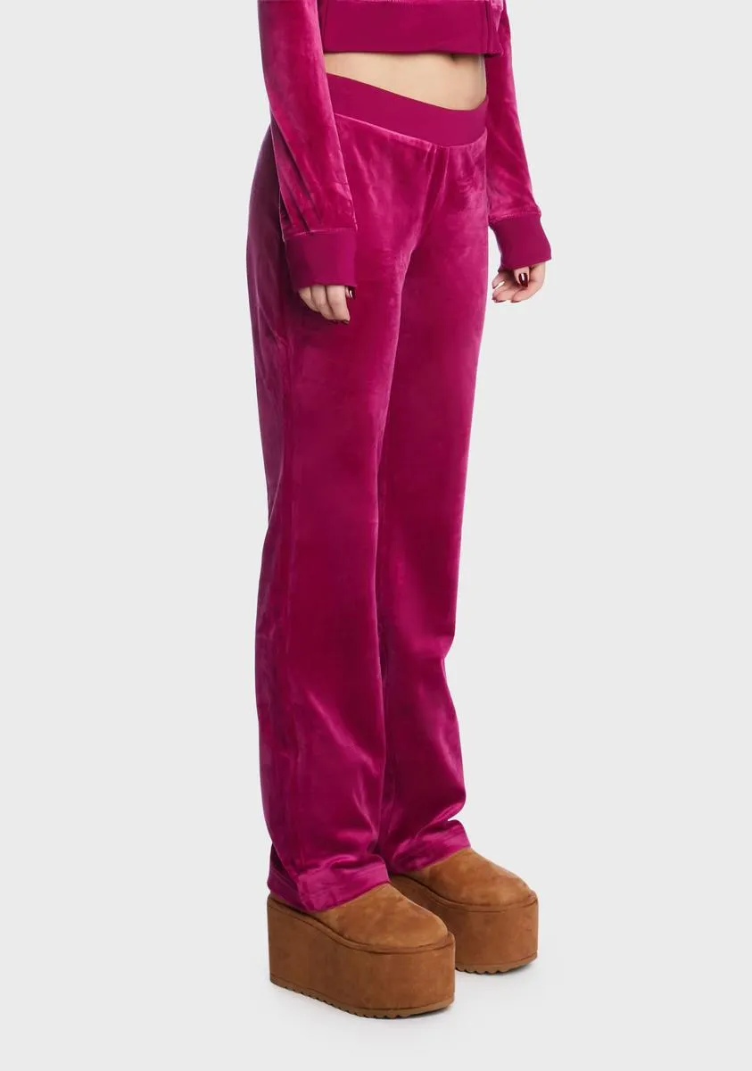 Raspberry Glaze Big Bling Velour Track Pants sold by Dolls Kill product image thumbnail 5