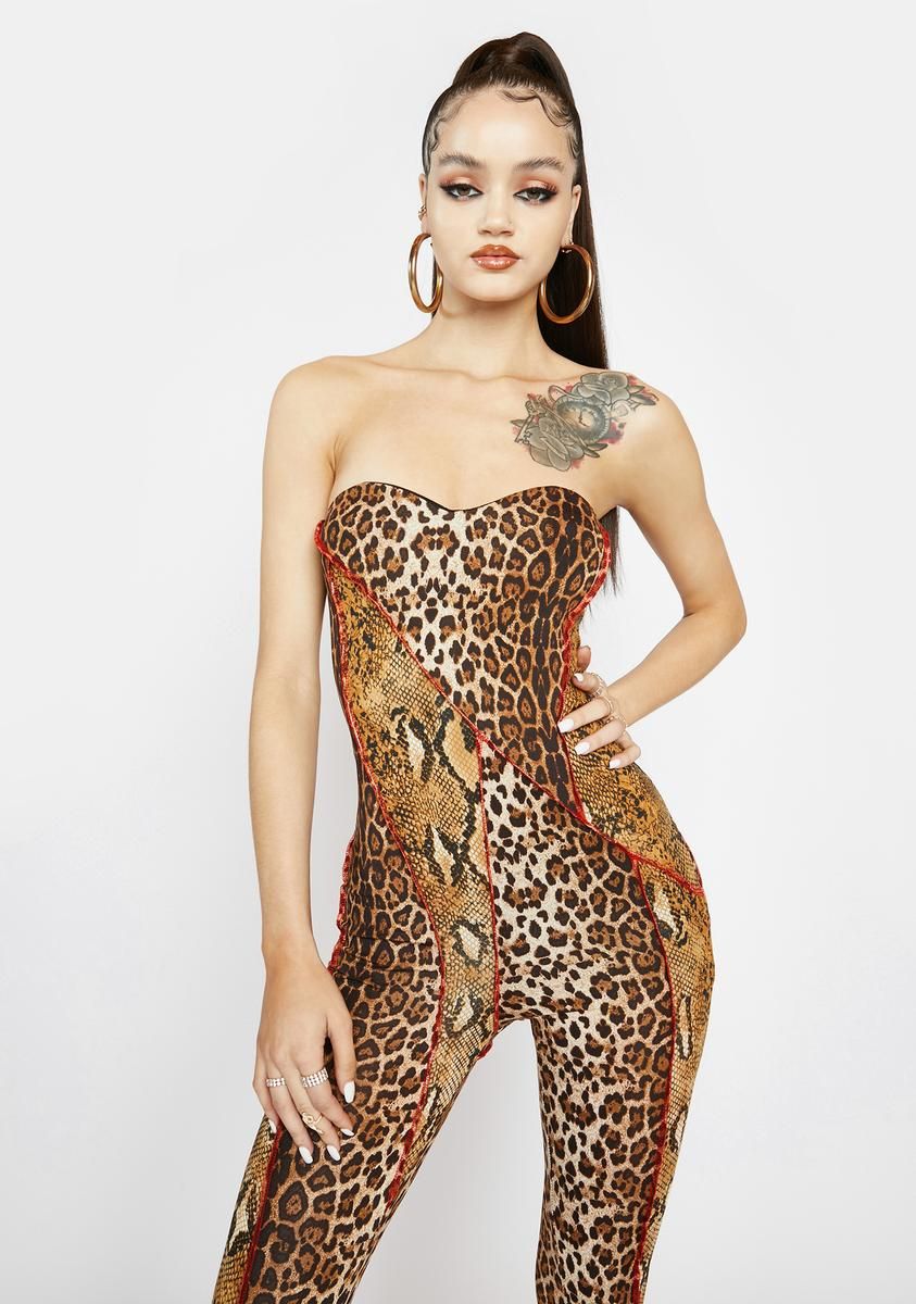 Fierce And Wild Patchwork Jumpsuit sold by Dolls Kill